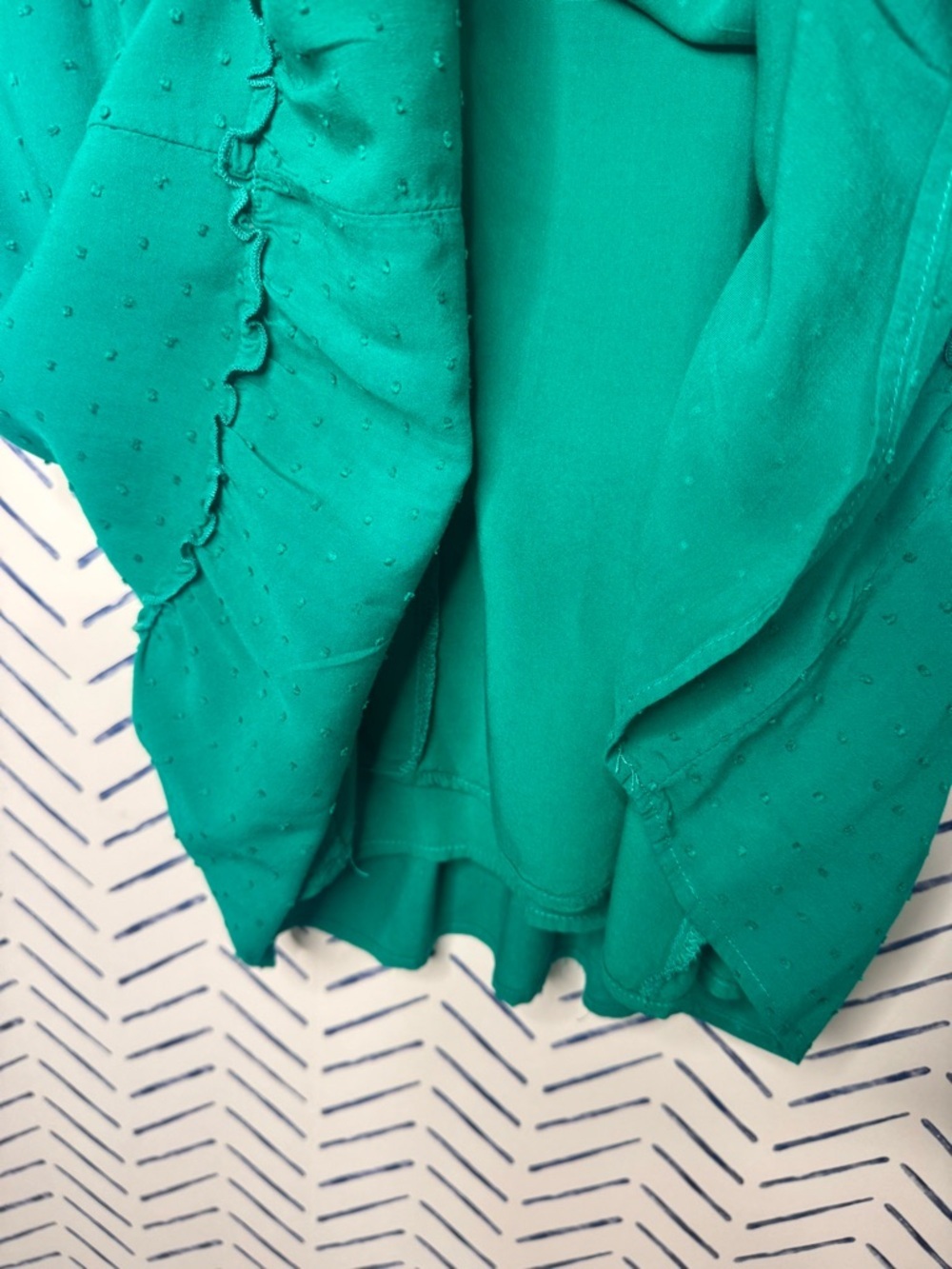 Francesca’s Swiss Dot Pom Pom Ruffled Mini Beach Dress sundress Size Small green - Picture 5 of 8
